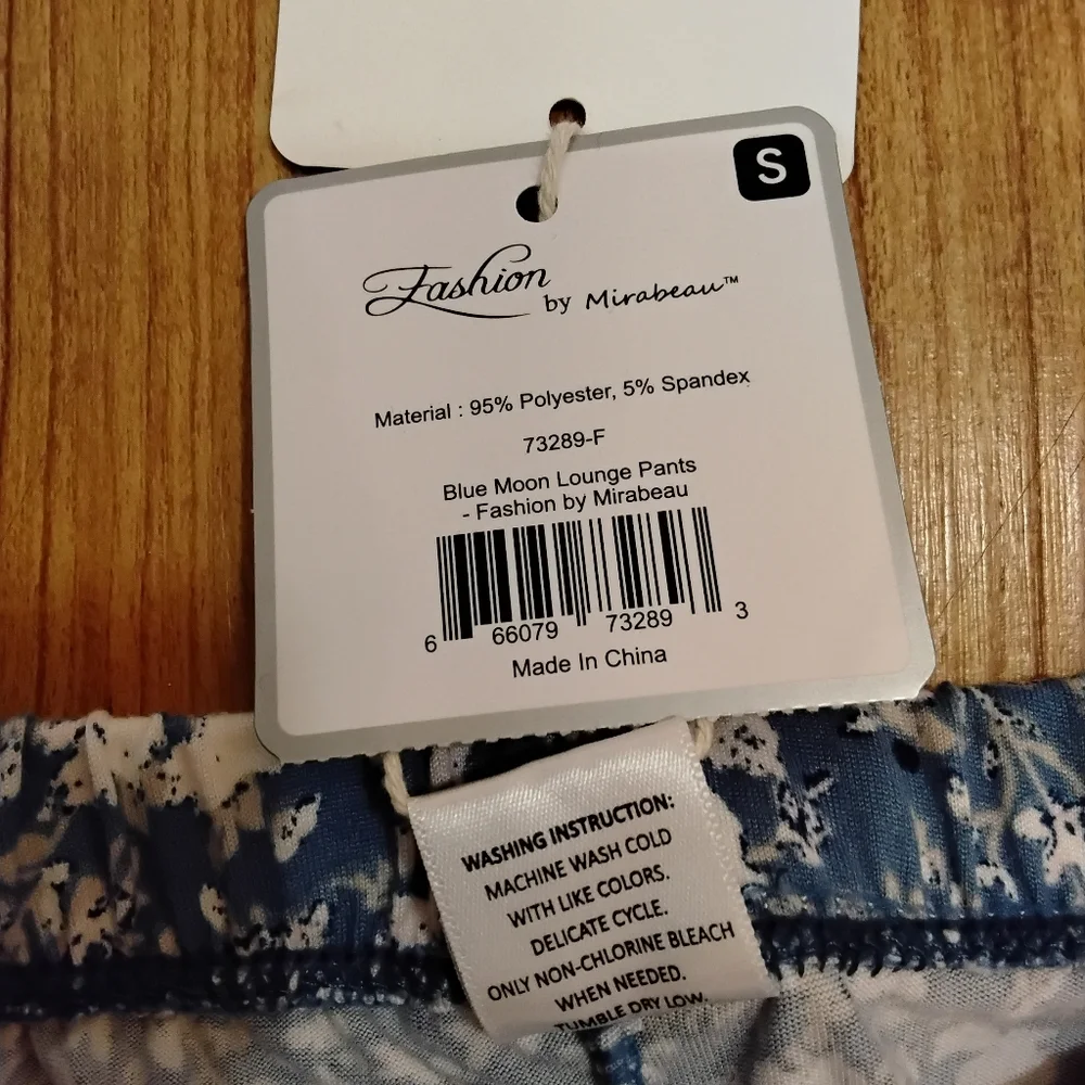 Fashion by Mirabou Blue Moon Blue & White Floral Lounge Pants | NWT | Size Small